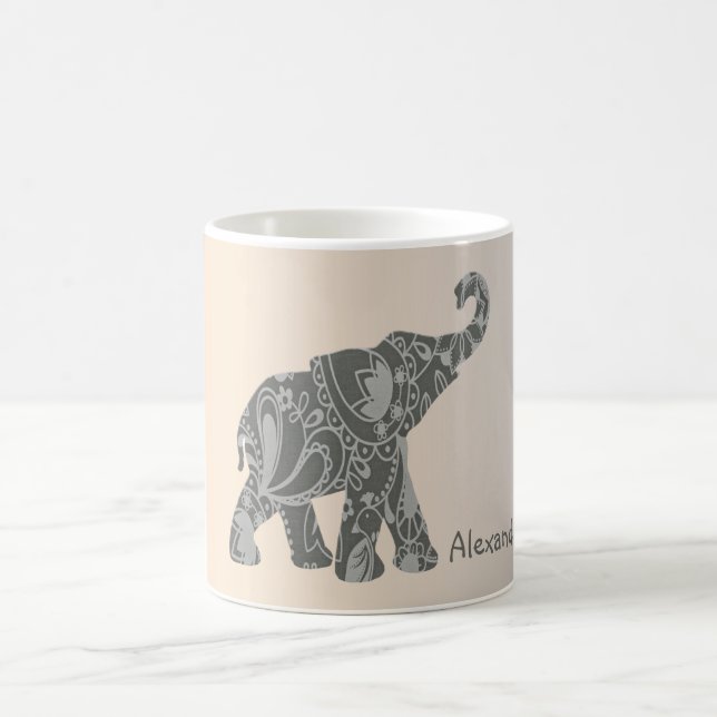 Blommigt elefant med Namn Kaffemugg (Center)