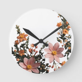 Blommigt Elegance - blommande Garden Decorative Wa Rund Klocka