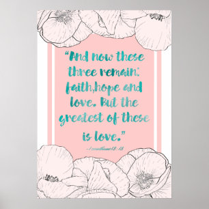 Blommigt Elegance: Embracing Kärlek Corinthians 13 Poster