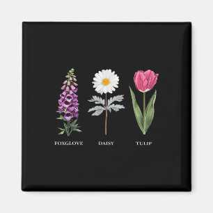 Blommigt Elegance Foxglove Daisy Tulip Design Magnet