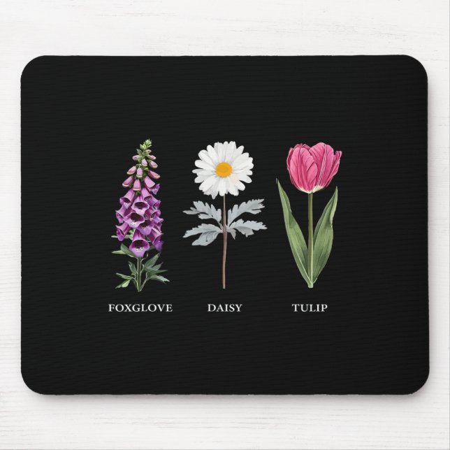 Blommigt Elegance Foxglove Daisy Tulip Design Musmatta (Framsidan)