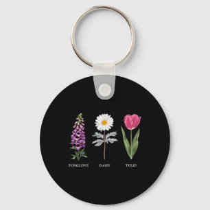 Blommigt Elegance Foxglove Daisy Tulip Design Nyckelring