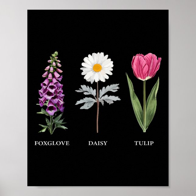 Blommigt Elegance Foxglove Daisy Tulip Design Poster (Framsidan)