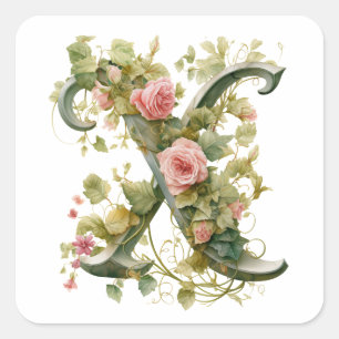 Blommigt Elegance Fyrkantigt Klistermärke