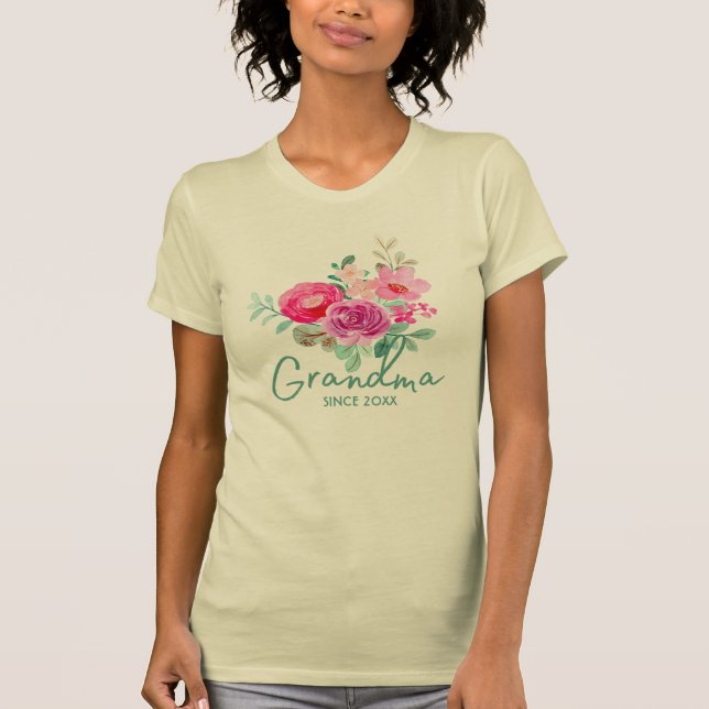 Blommigt Elegance Grandma T-Shirt (Framsida)