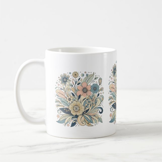 Blommigt Elegance in Pastel Tones Mugg (Vänster)