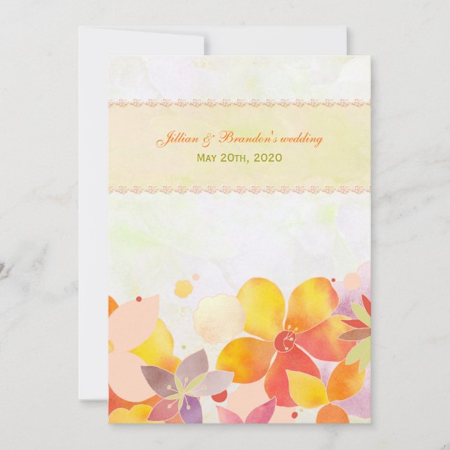 Blommigt Elegance Midsommar Bröllop Inbjudningar (Framsida)