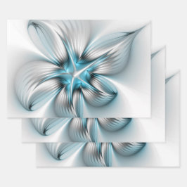 Blommigt Elegance Modern Abstrakt Blue Fractal Art