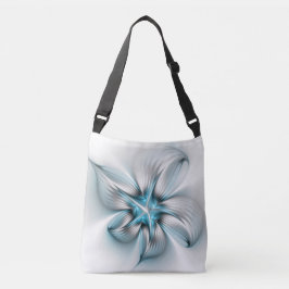 Blommigt Elegance Modern Abstrakt Blue Fractal Art Axelväska