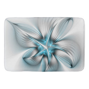 Blommigt Elegance Modern Abstrakt Blue Fractal Art Badrumsmatta
