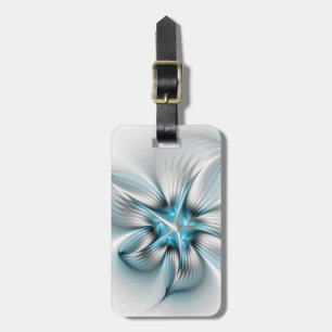Blommigt Elegance Modern Abstrakt Blue Fractal Art Bagagebricka