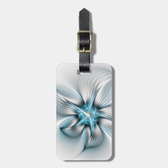 Blommigt Elegance Modern Abstrakt Blue Fractal Art Bagagebricka (Vertikal Framsida)