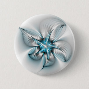 Blommigt Elegance Modern Abstrakt Blue Fractal Art Knapp