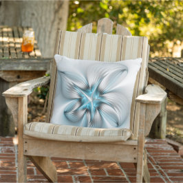 Blommigt Elegance Modern Abstrakt Blue Fractal Art Kudde