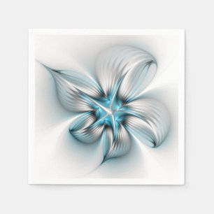 Blommigt Elegance Modern Abstrakt Blue Fractal Art Pappersservett