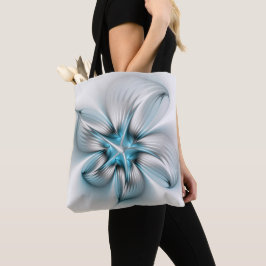 Blommigt Elegance Modern Abstrakt Blue Fractal Art Tygkasse