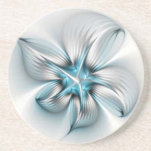 Blommigt Elegance Modern Abstrakt Blue Fractal Art Underlägg