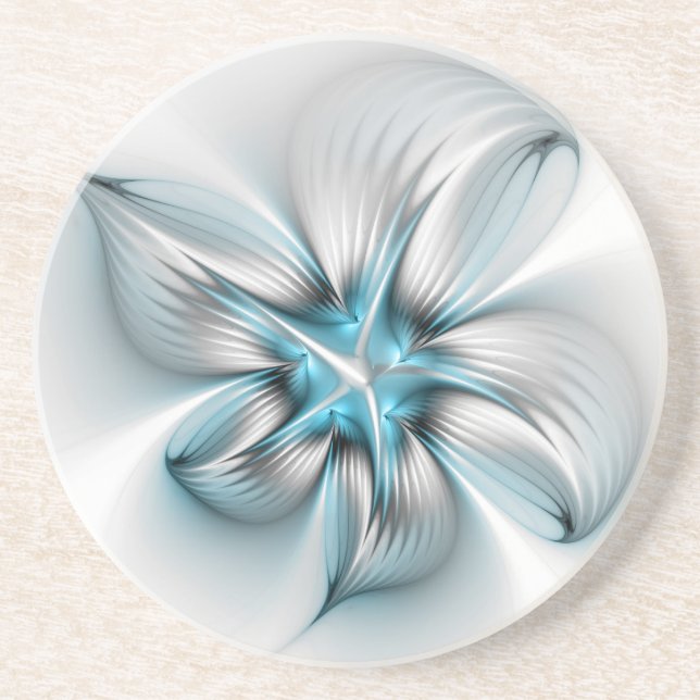 Blommigt Elegance Modern Abstrakt Blue Fractal Art Underlägg (Framsidan)
