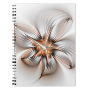 Blommigt Elegance Modern Abstrakt Fractal Art Anteckningsbok