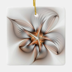 Blommigt Elegance Modern Abstrakt Fractal Art Julgransprydnad Keramik