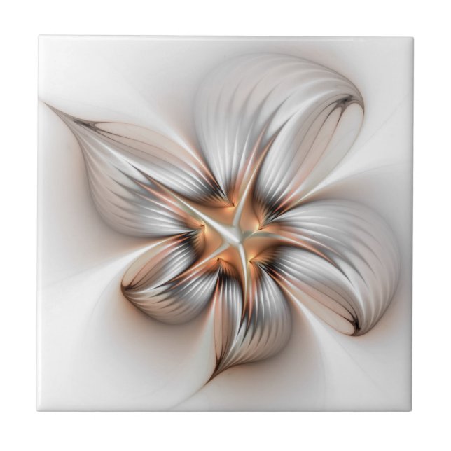 Blommigt Elegance Modern Abstrakt Fractal Art Kakelplatta (Framsidan)