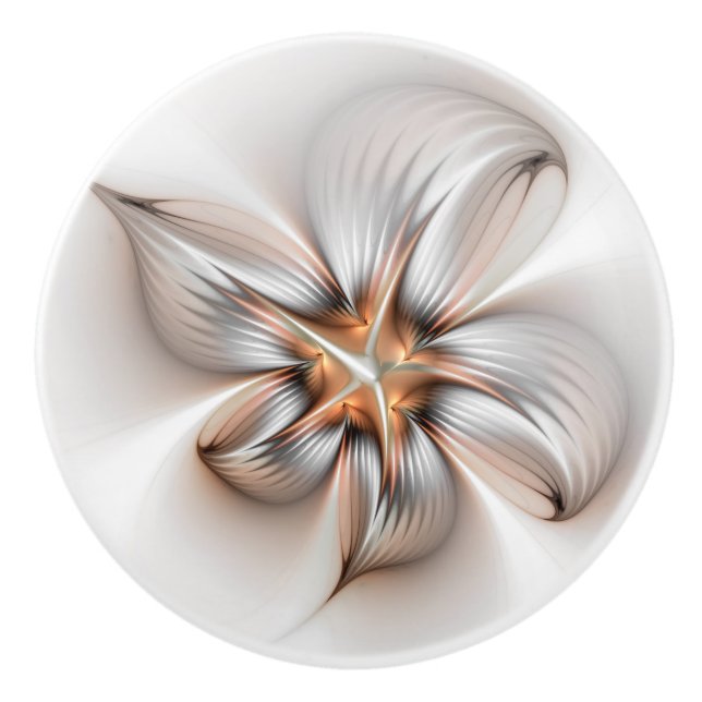 Blommigt Elegance Modern Abstrakt Fractal Art Knopp (Framsidan)