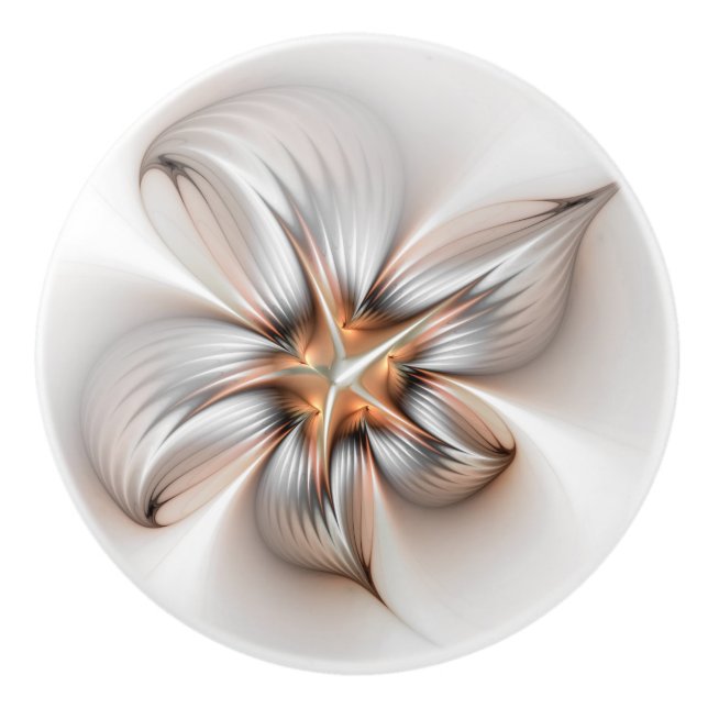 Blommigt Elegance Modern Abstrakt Fractal Art Knopp (Framsidan)