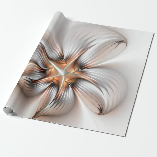 Blommigt Elegance Modern Abstrakt Fractal Art Presentpapper (Utrullad)
