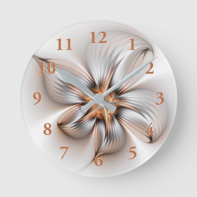 Blommigt Elegance Modern Abstrakt Fractal Art Rund Klocka (Framsida)