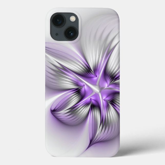 Blommigt Elegance Modern Abstrakt Violet Fractal A (Baksida)