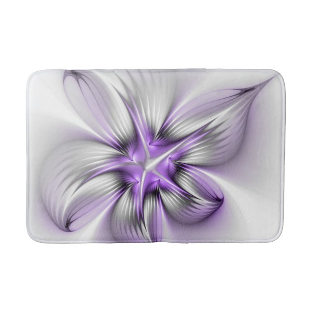 Blommigt Elegance Modern Abstrakt Violet Fractal A Badrumsmatta (Framsidan)