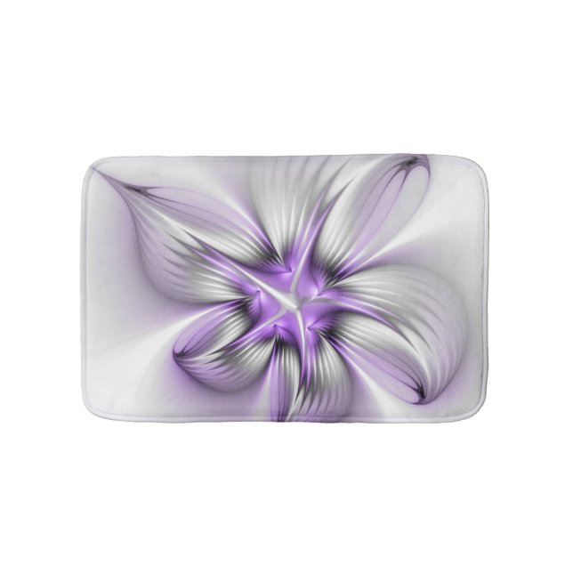 Blommigt Elegance Modern Abstrakt Violet Fractal A Badrumsmatta (Framsidan)