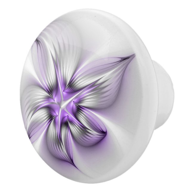 Blommigt Elegance Modern Abstrakt Violet Fractal A Knopp (Höger)