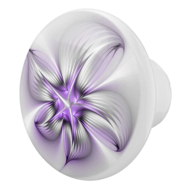 Blommigt Elegance Modern Abstrakt Violet Fractal A Knopp (Höger)
