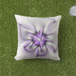 Blommigt Elegance Modern Abstrakt Violet Fractal A Kudde