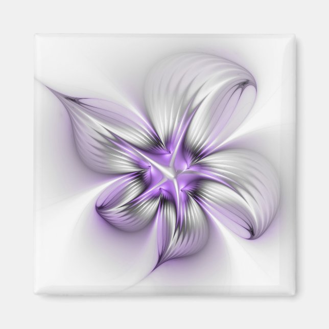 Blommigt Elegance Modern Abstrakt Violet Fractal A Magnet (Framsidan)