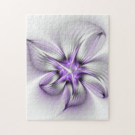 Blommigt Elegance Modern Abstrakt Violet Fractal A Pussel