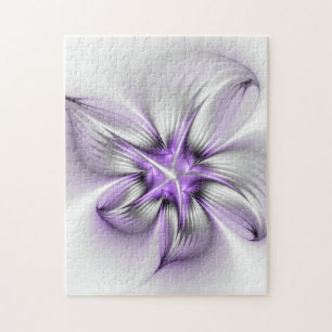Blommigt Elegance Modern Abstrakt Violet Fractal A Pussel