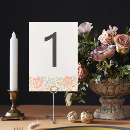 Blommigt Elegance Peach Sage  Classic Bröllop Bordsnummer