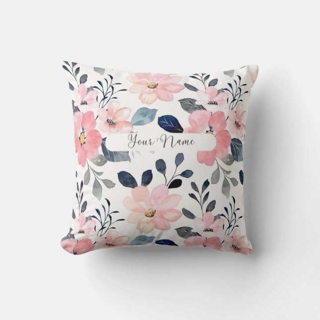 "Blommigt Elegance: Personlig Pillow Design med Kudde (Framsida)