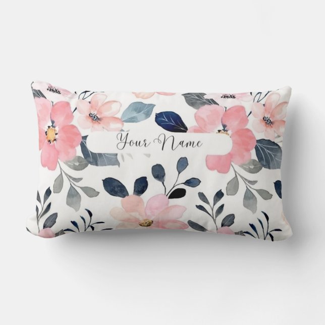 "Blommigt Elegance: Personlig Pillow Design med Lumbarkudde (Framsida)