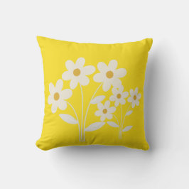 Blommigt Elegance Pillow - Fet Flowers on Warm Yel Kudde