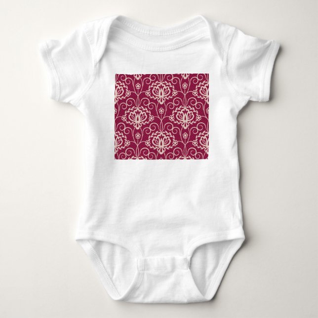 Blommigt Elegance: Red Snöre Mönster T Shirt (Framsida)
