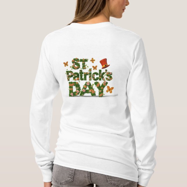 Blommigt Elegance: St. Patrick Day FUNNY T Shirt (Baksida)