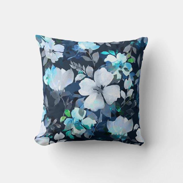 Blommigt Elegance Watercolor Mönster Kudde (Framsida)