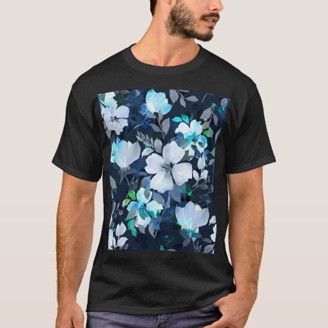 Blommigt Elegance Watercolor Mönster T Shirt (Framsida)