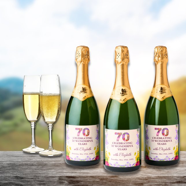 Blommigt elegant 70-årsdagen flaska blomma 70 år (Skapare uppladdad)