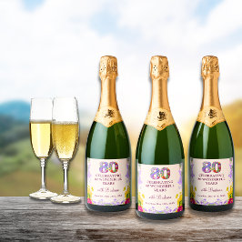 Blommigt elegant 80-årsdag flaska blomma 80 år