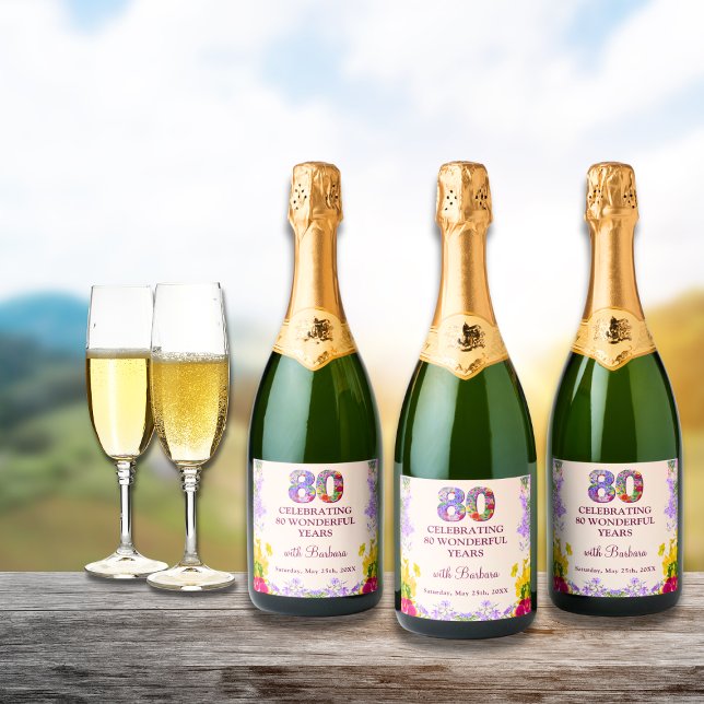 Blommigt elegant 80-årsdag flaska blomma 80 år (Skapare uppladdad)