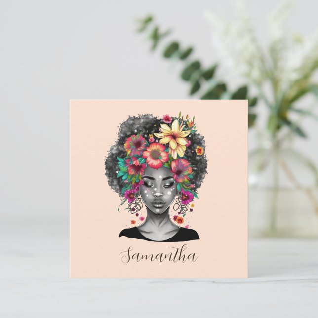 Blommigt Elegant Afro Woman (Stående Fram)